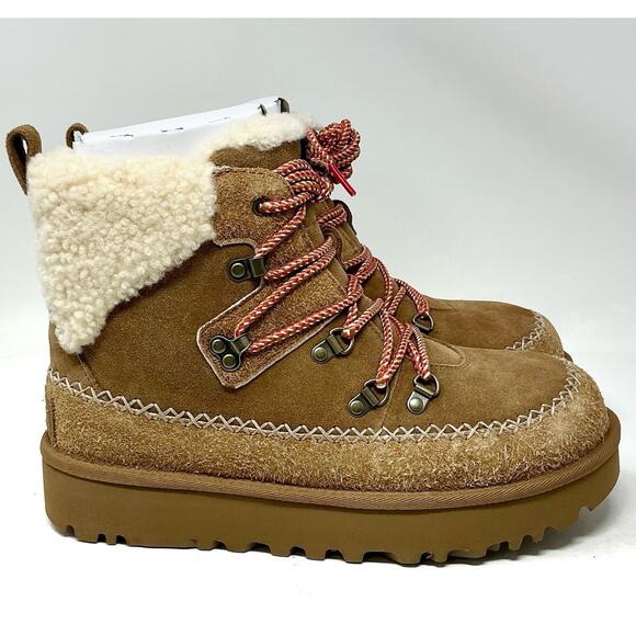 🔴SOLD UGG Classic Alpine Chestnut Lace Up Suede Sheepskin Boots Size 11 NIB - Picture 3 of 14